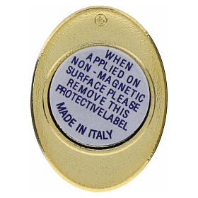 Imán Carlo Acutis ovalado bicolor 40x30 mm zamak