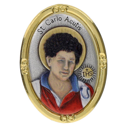 Oval Bicolor Carlo Acutis Magnet 40x30 mm Zamak 1