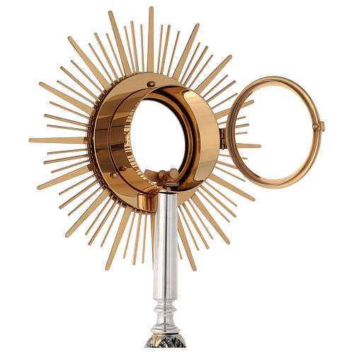 Monstrance glass display with rays and decorated base 12