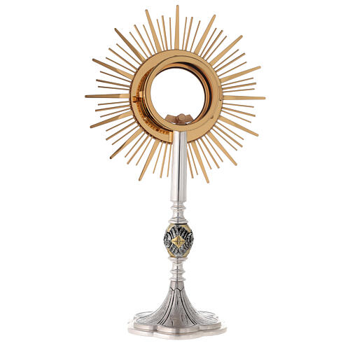 Monstrance glass display with rays and decorated base 16
