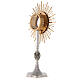 Monstrance glass display with rays and decorated base s14