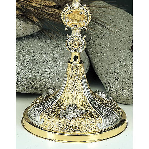 Ostensorio sacro latón ángeles, corona, cruz, deco 3