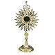 Ostensorio sacro latón ángeles, corona, cruz, deco s1