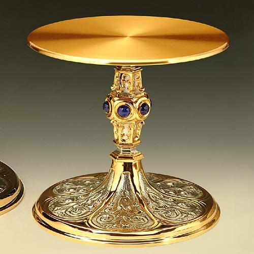 Monstrance two-tone brass with rays and medallions 4