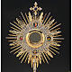 Monstrance two-tone brass with rays and medallions s2