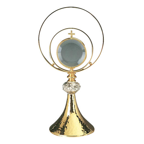 Monstrance, hammered brass and silver plate 1