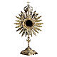 Monstrance silver and gold plated brass with cherubim and crown s1