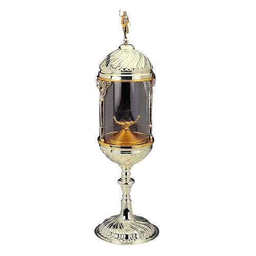 Cylindrical monstrance in ambrosian style, silver-plated brass 1