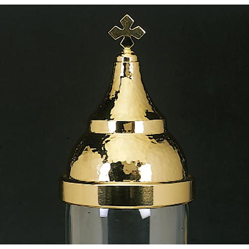 Monstrance, cylindrical, ambrosian style, gold-plated brass 2