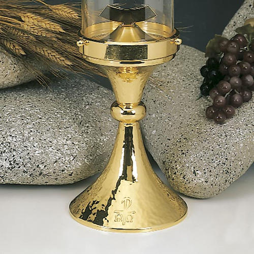 Monstrance, cylindrical, ambrosian style, gold-plated brass 3
