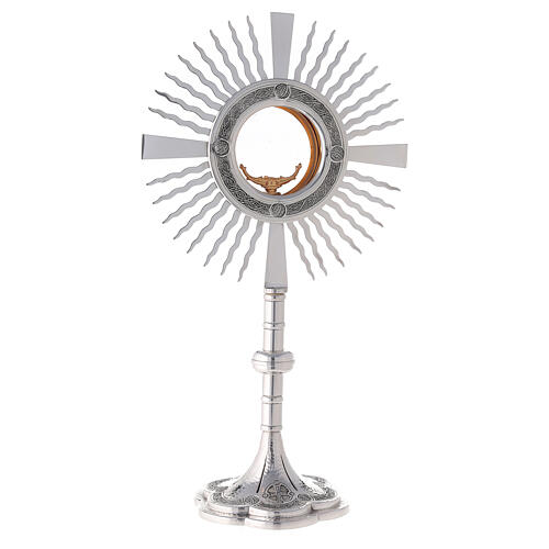 Monstrance silver plated brass with crosses on the base 1