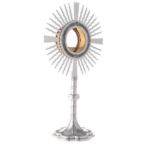 Monstrance silver plated brass with crosses on the base 3