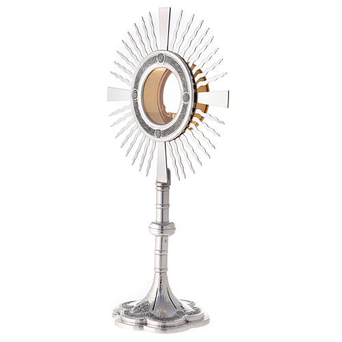 Monstrance silver plated brass with crosses on the base 4
