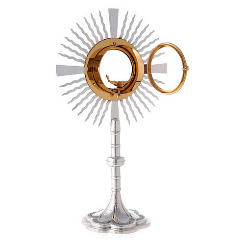 Monstrance silver plated brass with crosses on the base 5