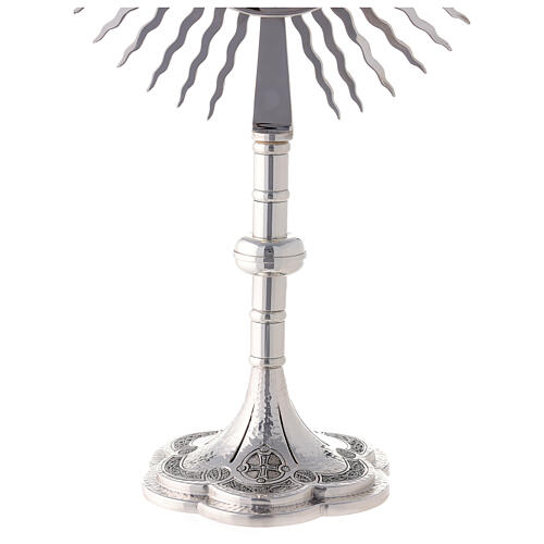 Monstrance silver plated brass with crosses on the base 6