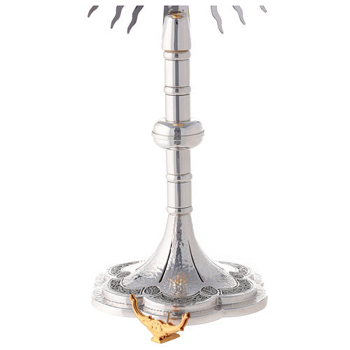 Monstrance silver plated brass with crosses on the base 8
