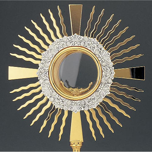 Monstrance gold-plated brass with floral decorations 2