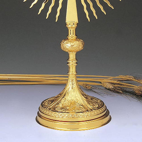 Monstrance gold-plated brass with floral decorations 3
