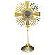 Monstrance gold and silver-plated brass, base decorated with gra s1