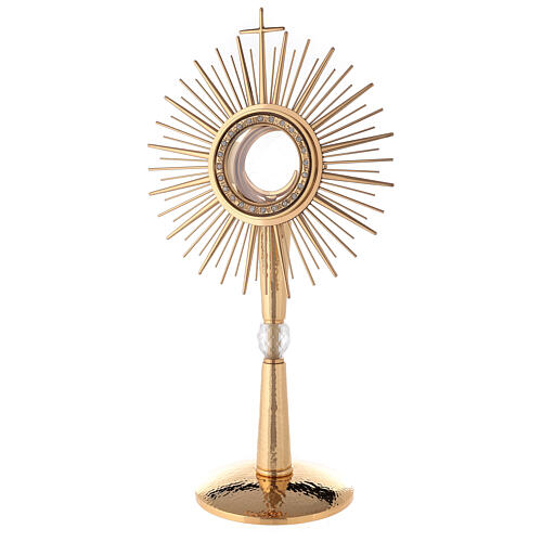 Monstrance, hammered gold-plated brass 1