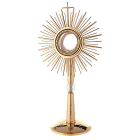 Monstrance, hammered gold-plated brass