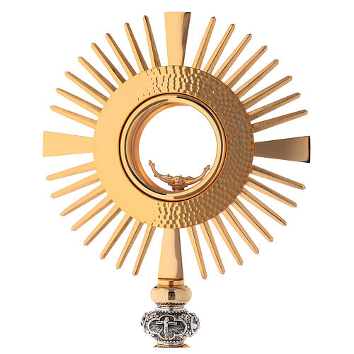 Monstrance hammered gold-plated brass 2