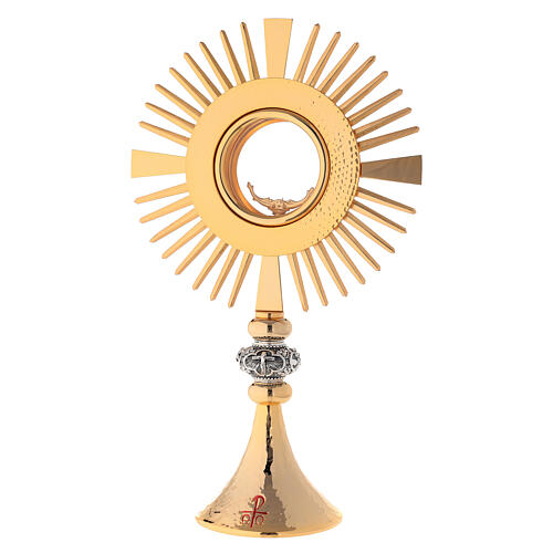 Monstrance hammered gold-plated brass 1