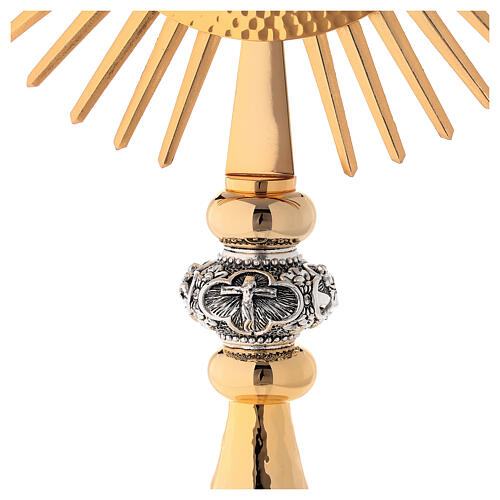 Monstrance hammered gold-plated brass 3