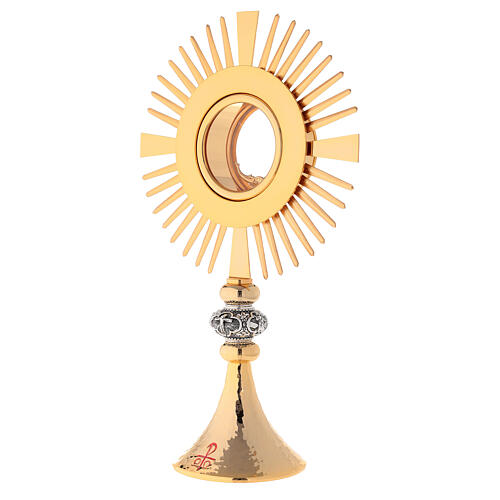 Monstrance hammered gold-plated brass 5