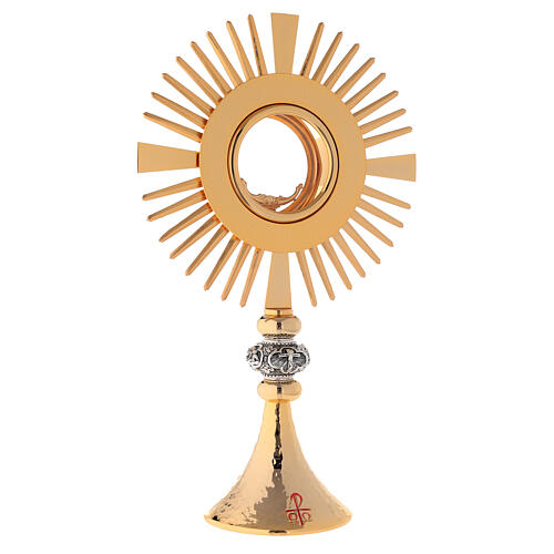 Monstrance hammered gold-plated brass 7