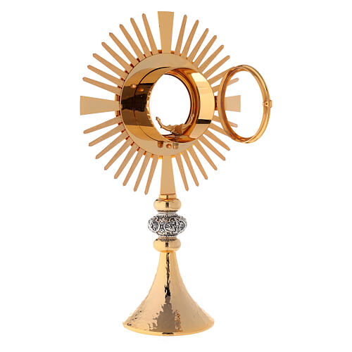 Monstrance hammered gold-plated brass 12