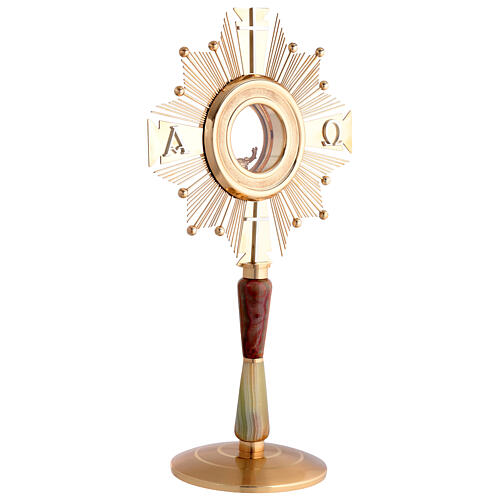 Monstrance, Alpha Omega crosses, gold-plated brass 5