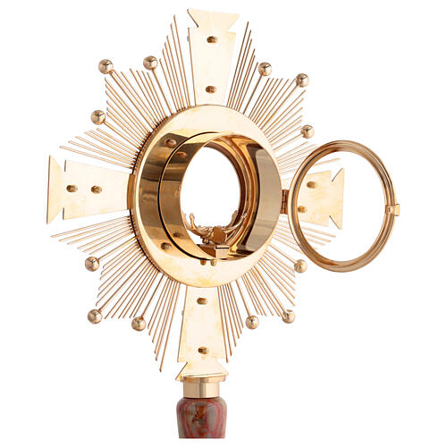 Ostensório latão dourado alfa ómega cruzes 7