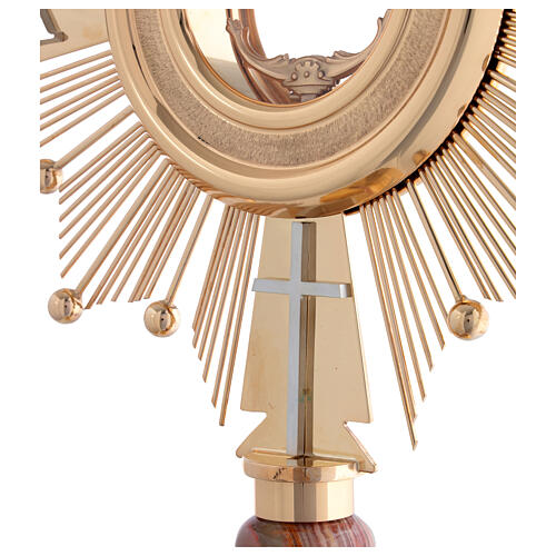 Monstrance, Alpha Omega crosses, gold-plated brass 6