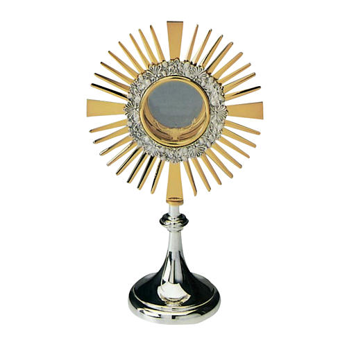 Monstrance, silver and gold-plated brass, polished base 1
