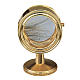 Monstrance, gold-plated brass, glass case 10 cm diameter s1