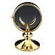 Monstrance, gold-plated brass, glass case 11 cm diameter s1