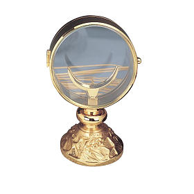 Chapel monstrance, decorated brass,  11 cm diameter