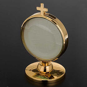 Chapel monstrance, gold-plated brass, 8.5 cm diameter