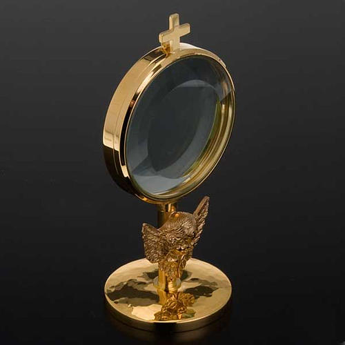 Golden chapel monstrance with angel, 8.5 cm diameter 2
