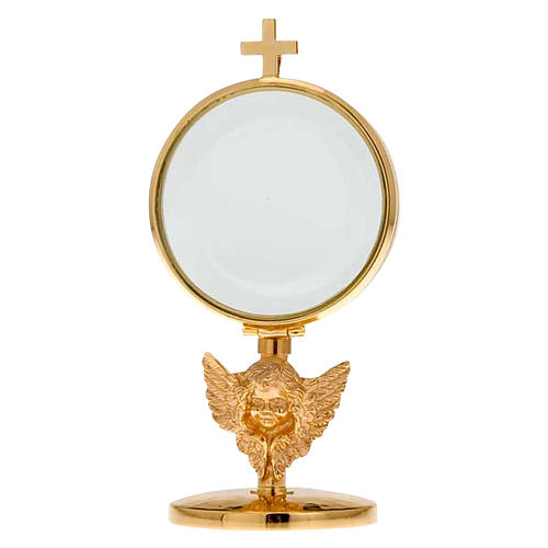 Golden chapel monstrance with angel, 8.5 cm diameter 1
