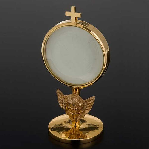 Golden chapel monstrance with angel, 8.5 cm diameter 5