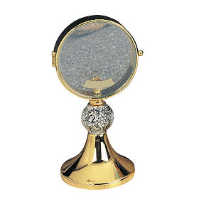 Chapel monstrance with chiseled grapes, brass 11 cm diam