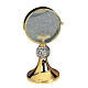 Chapel monstrance with chiseled grapes, brass 11 cm diam s1