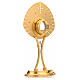 Monstrance with crosses and red stones in gold-plated brass s3