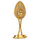 Monstrance with crosses and red stones in gold-plated brass s4