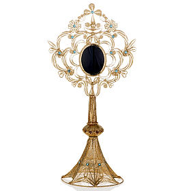 Reliquary in silver 800, golden filigree decoration, 36 cm