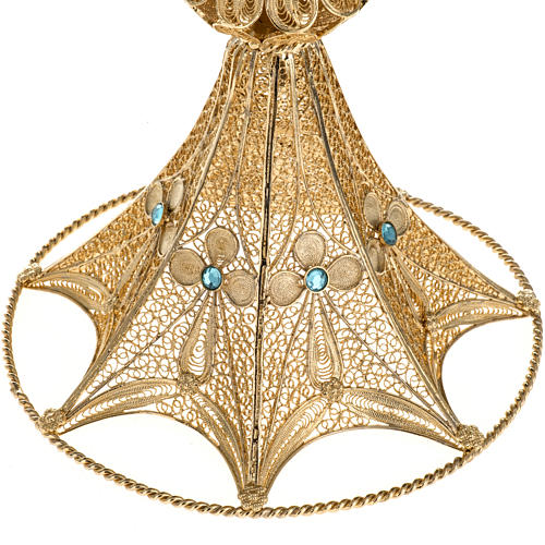 Reliquary in silver 800, golden filigree decoration, 36 cm 6