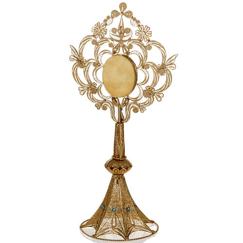 Reliquary in silver 800, golden filigree decoration, 36 cm 9
