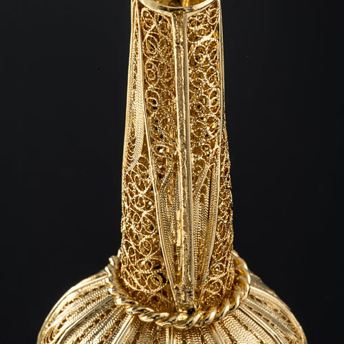 Reliquary in silver 800, golden filigree decoration, 36 cm 14